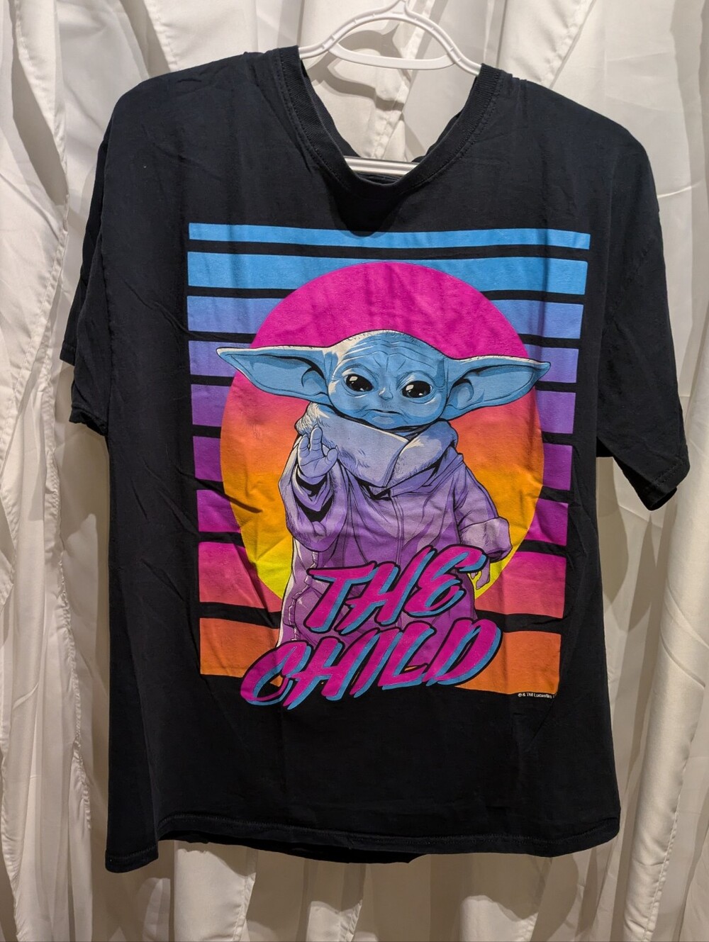 15 Star Wars The Mandalorian "The Child" Grogu Retro Graphic T-Shirt - Size L